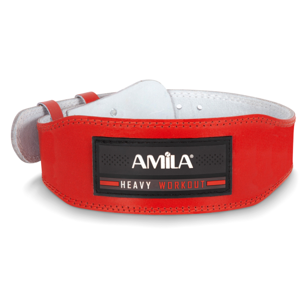 Ζώνη Άρσης Βαρών AMILA Δερμάτινη Κόκκινη Γ΄ Quality M - 44306